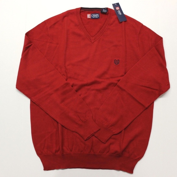 Chaps North Coast V-Neck Sweater (63435) Red - XL - Picture 1 of 5